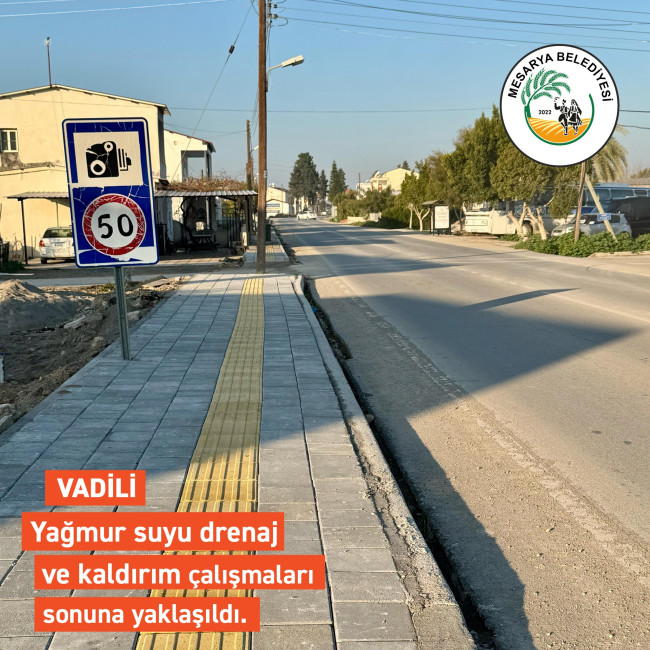 VADİLİ&#039;DE YAĞMUR SUYU DRENAJ VE KALDIRIM ÇALIŞMALARININ SONUNA YAKLAŞILDI.