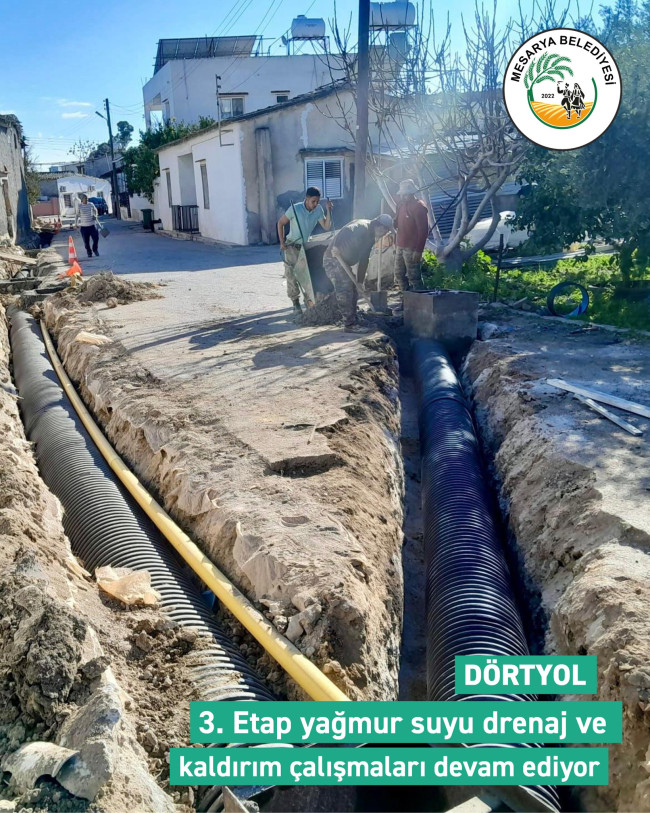 DÖRTYOL 3,ETAP YAĞMUR SUYU DRENAJ ÇALIŞMALARI DEVAM EDİYOR.