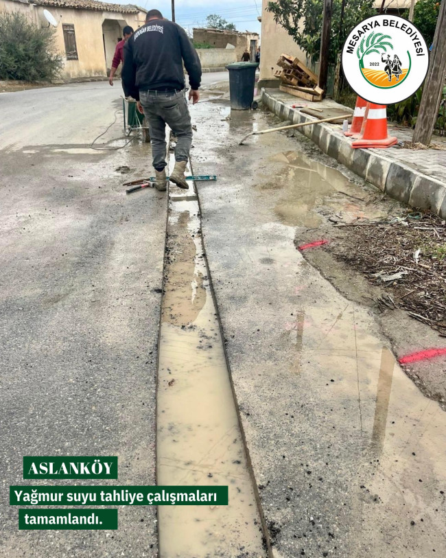 ASLANKÖY'DE YAĞMUR SUYU TAHLİYE ÇALIŞMALARI TAMAMLANDI.